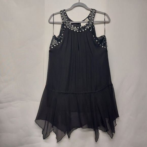 Hannah Jo Silk studded sequin embellished Sleeveless Top L Whimsigoth Grunge - Picture 13 of 13